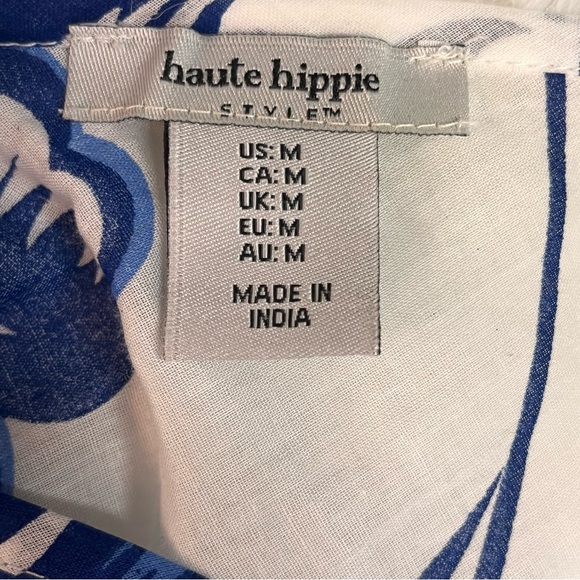 Haute Hippie Blue & White Floral Maxi Dress | 100% Cotton | Open Back | Size M - Picture 7 of 8